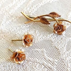 Vintage Pink Gold Roses-  Pin Only